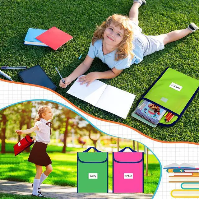 Alt view image 4 of 6 - 48 Pcs Book Bags for Classroom Bulk Reading Book Pouches with Name Tags Protector Pouches for Classroom Library Chair Pockets