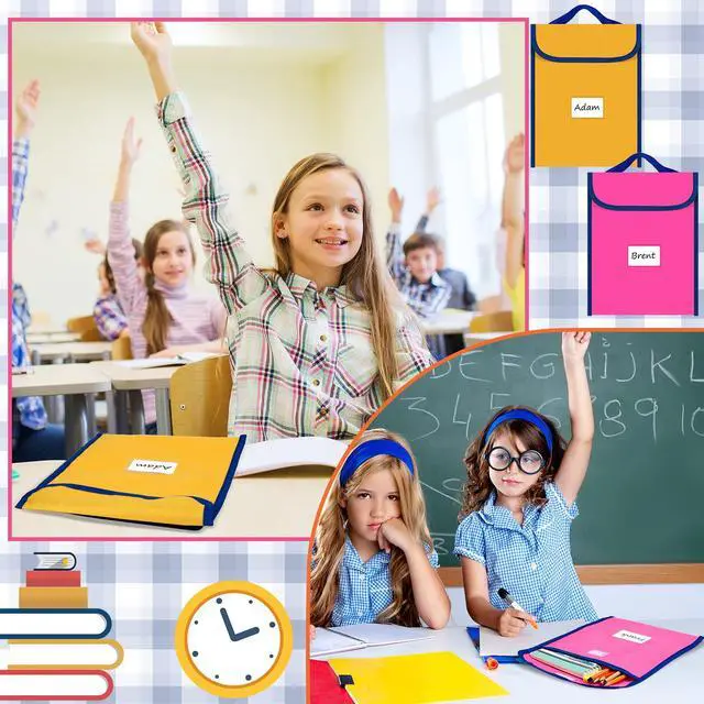 Alt view image 5 of 6 - 48 Pcs Book Bags for Classroom Bulk Reading Book Pouches with Name Tags Protector Pouches for Classroom Library Chair Pockets