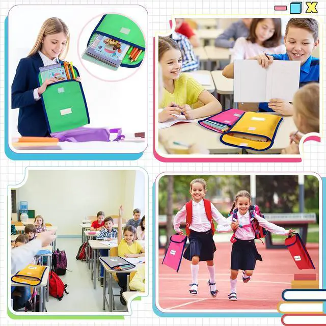 Alt view image 6 of 6 - 48 Pcs Book Bags for Classroom Bulk Reading Book Pouches with Name Tags Protector Pouches for Classroom Library Chair Pockets