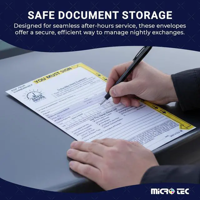Alt view image 5 of 6 - After Hours Key Drop Envelopes 6" x 9" White - Pack of 500 | 24 lb white wove paper with top-opening design for securely holding keys and service documents in night drop boxes