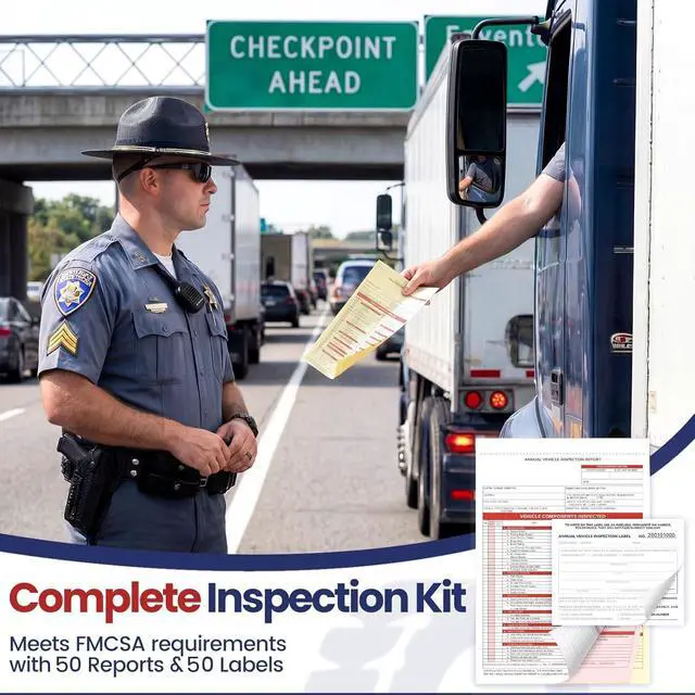 Alt view image 4 of 6 - Annual Vehicle Inspection Record Kit 3-Part NCR Report Book (50 Sets) + White Adhesive Record Labels (50) for Trucks & Fleet Recordkeeping | Supports 49 CFR §396.17