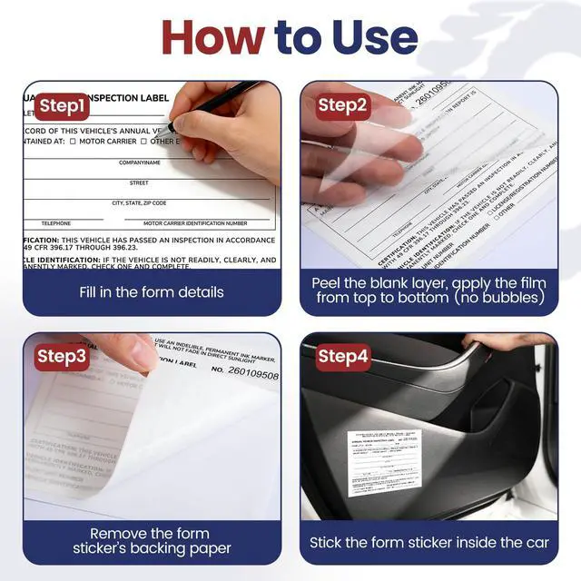 Alt view image 5 of 6 - Annual Vehicle Inspection Record Kit 3-Part NCR Report Book (50 Sets) + White Adhesive Record Labels (50) for Trucks & Fleet Recordkeeping | Supports 49 CFR §396.17