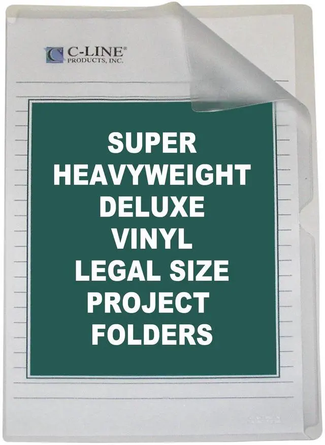 Main image of Deluxe Super Heavyweight Non-Glare Vinyl Project Folders, Legal Size, Clear, 50 per Box (62139)
