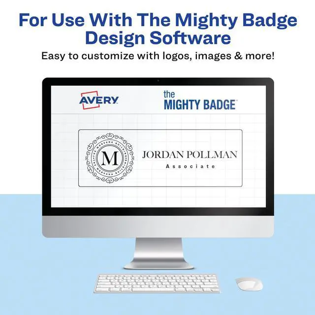 Alt view image 2 of 6 - Reusable Magnetic Professional Name Badge System, 1" x 3" Gold Name Tags, 10 Identification Badges, 80 Laser Printable Inserts, Design Software Included (71204)