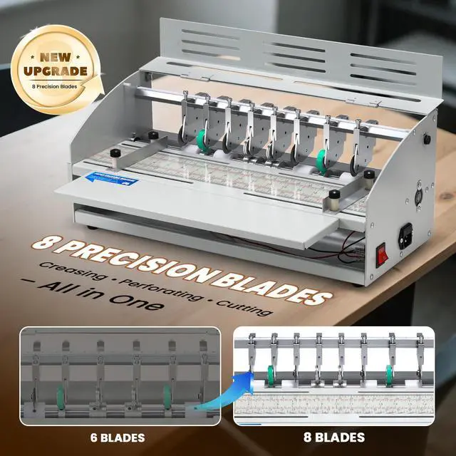 Alt view image 2 of 6 - Electric Creasing Machine Plus 470mm with 6 Blades, 25r/min | 2 Creasing Blades, 2 Perforating Blades, 2 Cutting Blades, for Copy Paper, Cardstock, Kraft 60-500 gsm, 110V