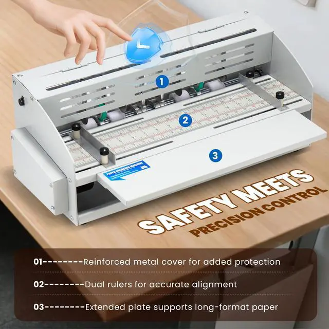 Alt view image 3 of 6 - Electric Creasing Machine Plus 470mm with 6 Blades, 25r/min | 2 Creasing Blades, 2 Perforating Blades, 2 Cutting Blades, for Copy Paper, Cardstock, Kraft 60-500 gsm, 110V