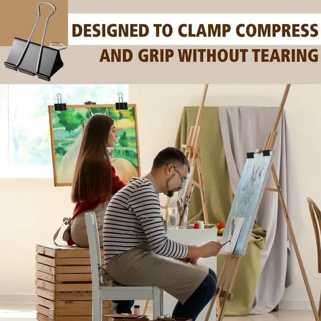 Alt view image 6 of 6 - 96 Pack 3 Inch Extra Large Binder Clips Black Jumbo Binder Clips Heavy Duty Paper Clamps Metal Clip Bulk for Home Kitchen Office School Art Supplies