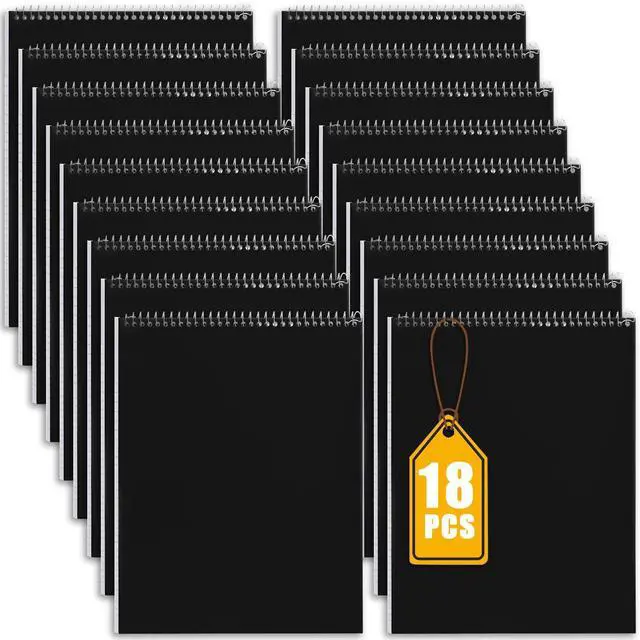 Main image of 18 Pack Top Steno Spiral Notebooks Bulk 11 x 8.5 Inch Top Bound Steno Pads Spiral Book 100 Sheets College Ruled Paper Notebooks for Office Back to School Work Supplies (Black)