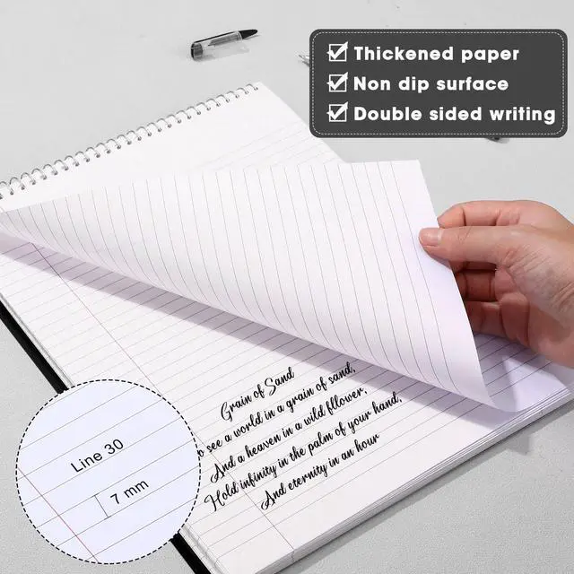 Alt view image 3 of 6 - 18 Pack Top Steno Spiral Notebooks Bulk 11 x 8.5 Inch Top Bound Steno Pads Spiral Book 100 Sheets College Ruled Paper Notebooks for Office Back to School Work Supplies (Black)
