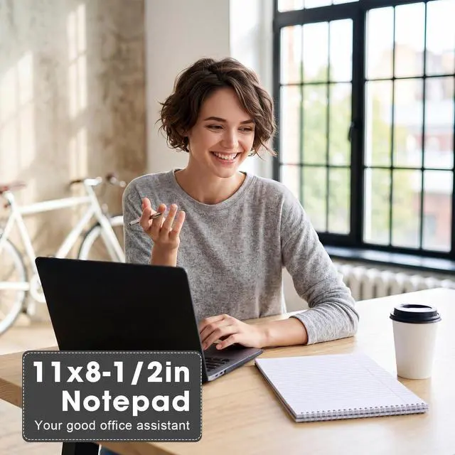 Alt view image 4 of 6 - 18 Pack Top Steno Spiral Notebooks Bulk 11 x 8.5 Inch Top Bound Steno Pads Spiral Book 100 Sheets College Ruled Paper Notebooks for Office Back to School Work Supplies (Black)
