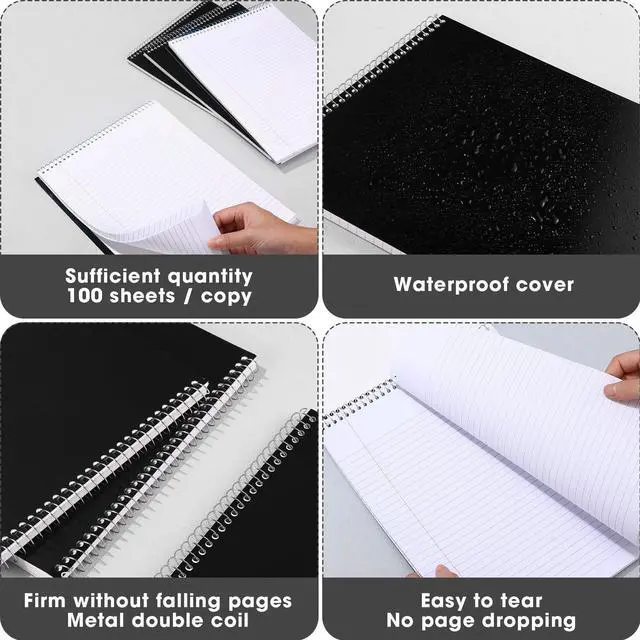 Alt view image 6 of 6 - 18 Pack Top Steno Spiral Notebooks Bulk 11 x 8.5 Inch Top Bound Steno Pads Spiral Book 100 Sheets College Ruled Paper Notebooks for Office Back to School Work Supplies (Black)
