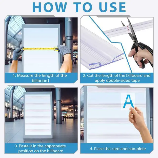 Alt view image 4 of 6 - 15 Pcs Letter Tracks for Plastic Sign, Sign Tracks with Changeable Letters, 40 Inch Clear Plastic Marquee Letter Board Path, Fit Promotional Poster Board