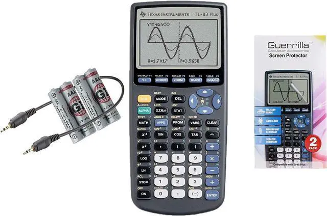 Main image of TI 83 Plus Graphing Calculator with Guerrilla Military Grade Screen Protector Set, Certified Reconditioned (New Model)