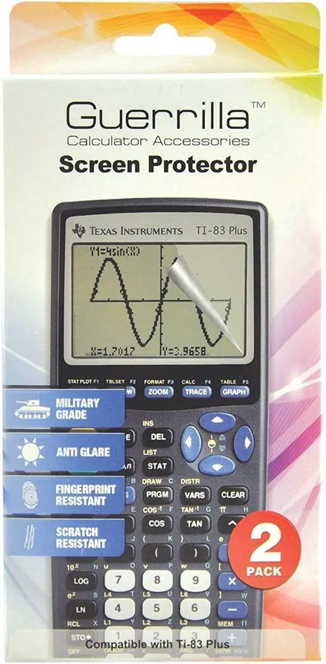 Alt view image 3 of 3 - TI 83 Plus Graphing Calculator with Guerrilla Military Grade Screen Protector Set, Certified Reconditioned (New Model)