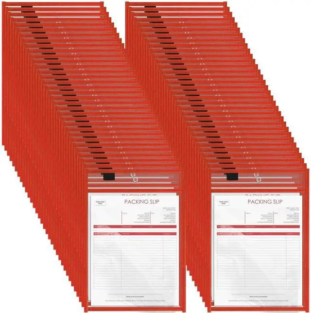 Main image of 120 Pcs Clear Dry Erase Pockets Plastic Sleeves for Paper 14 x 10 Inch Reusable Job Holder Shop Ticket Holders Order Pockets Organizer Teacher Supplies for Classroom (Red)