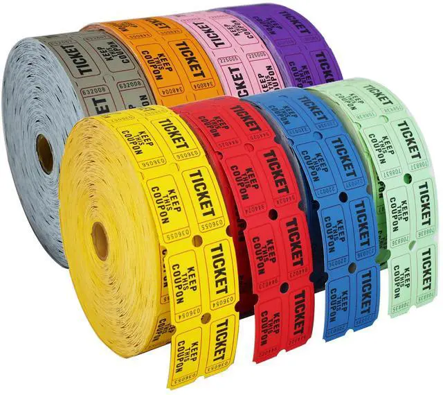 Main image of Raffle Tickets Double Roll - Full Set of 8 Colors, 2000 Tickets/Colors, 50/50 Raffle Tickets for Events