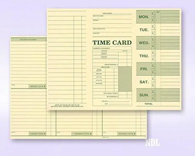 Alt view image 3 of 6 - Employee Attendance Weekly Time Card, Made in the USA (Pack of 250)