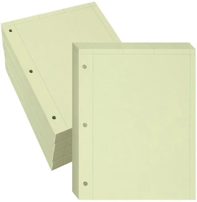 Main image of Engineering Loose Leaf Filler Paper, 8.5"x11", 500 Sheets Per Pack, 5-pack (2500 Sheets) 15# Green Tinted Paper, Computation Paper, Proudly Made in The USA, Heavyweight Backer Board
