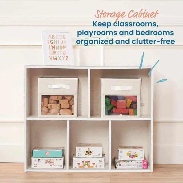 Alt view image 4 of 6 - Streamline 5-Compartment Single-Sided Storage Cabinet, 30in, Kids Furniture, White Wash