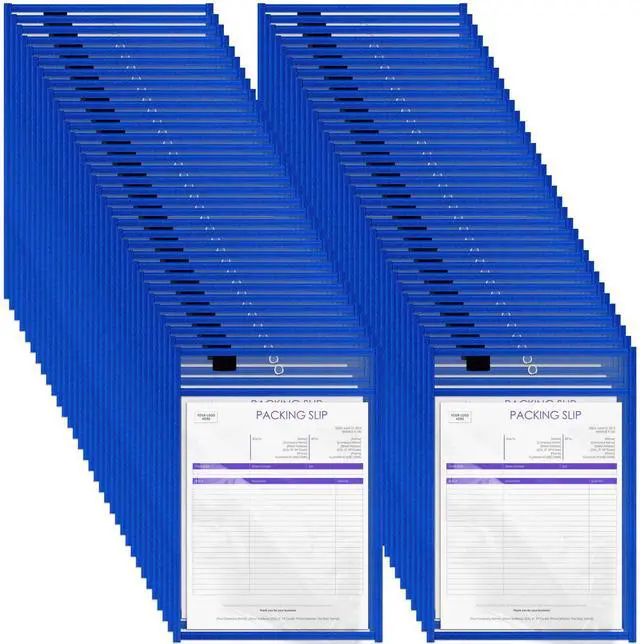Main image of 120 Pcs Clear Dry Erase Pockets Plastic Sleeves for Paper 14 x 10 Inch Reusable Job Holder Shop Ticket Holders Order Pockets Organizer Teacher Supplies for Classroom (Blue)