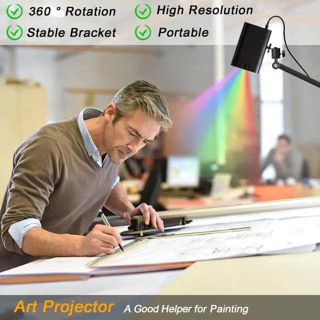 Alt view image 2 of 6 - Drawing Projector, Art Projector for Tracing, Tracing Drawing Tool Smart Sketcher Cake Cookie Portable Mini Smart Phone Movie Projector with Stand F