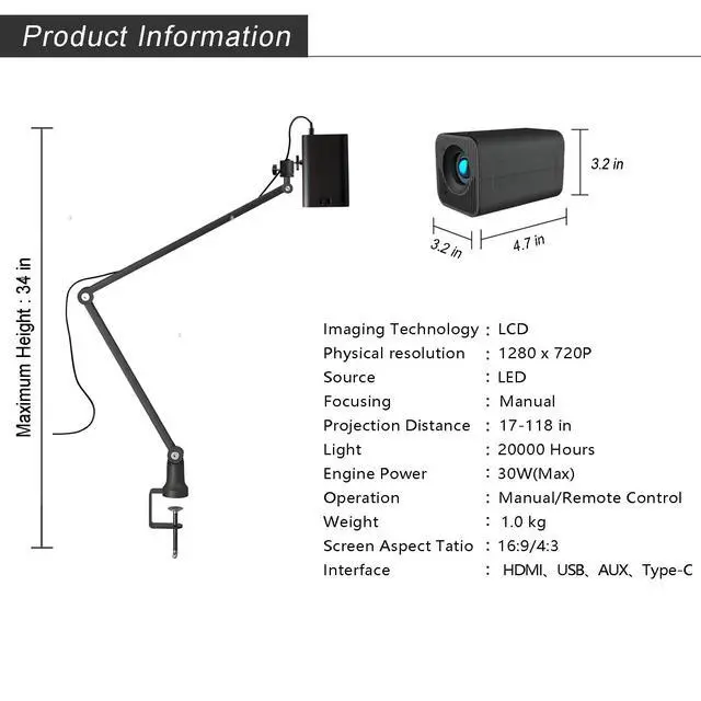 Alt view image 6 of 6 - Drawing Projector, Art Projector for Tracing, Tracing Drawing Tool Smart Sketcher Cake Cookie Portable Mini Smart Phone Movie Projector with Stand F