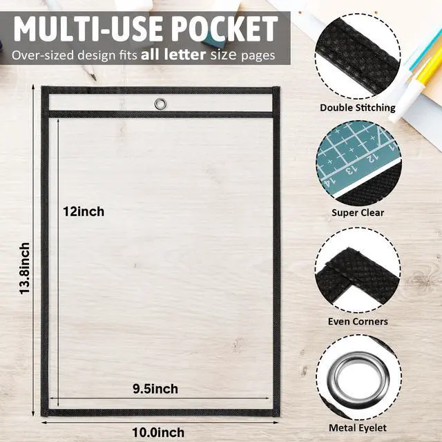 Alt view image 3 of 6 - 80 Pack Dry Erase Pockets, Reusable Clear Job Ticket Holders, Plastic Sleeves Shop Ticket Holders Order Sheet Protectors for Work, Office, Classroom Organization(10'' X 14'',Vertical)
