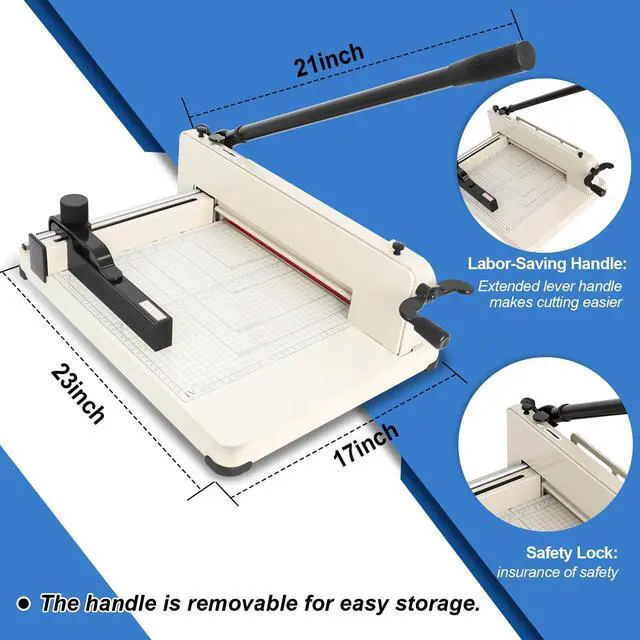 Alt view image 2 of 6 - 400 Sheet Heavy Duty Paper Cutter with HSS Blade, Industrial Paper Trimmer | Commercial Paper Cutter with Steel Base, Dual Safety Lock and Protective Cover for Print Shops, Schools, Offices and Crafts