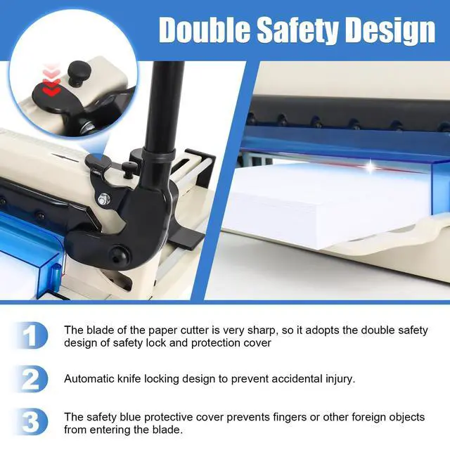 Alt view image 3 of 6 - 400 Sheet Heavy Duty Paper Cutter with HSS Blade, Industrial Paper Trimmer | Commercial Paper Cutter with Steel Base, Dual Safety Lock and Protective Cover for Print Shops, Schools, Offices and Crafts