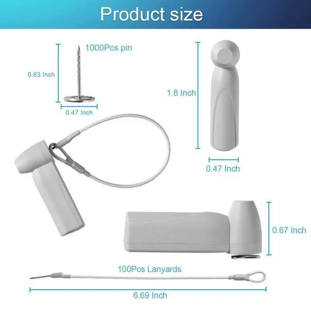 Alt view image 3 of 6 - 1000 Pieces 58Khz AM Hard Security Tags, Clothing Retail Security Label with 1000 Pins and 100 pcs Extra lanyards Compatible with 58Khz acousto-Magnetic EAS System