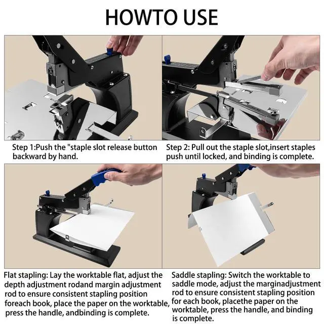 Alt view image 6 of 6 - Heavy Duty Stapler with 3000 23/6 Staples, Flat Stapling & Saddle Stapling Mode 2 in 1, Large Capacity Office Stapler for Paper Binding, Offices, Print Shops