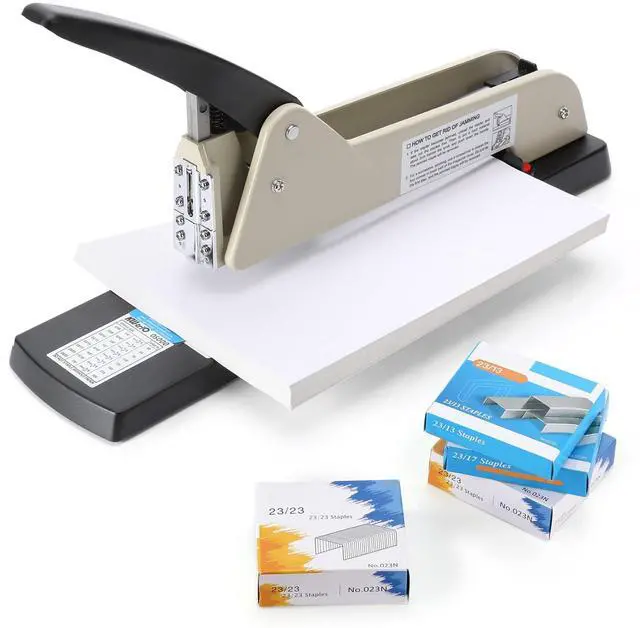 Main image of Long Reach Stapler, Heavy Duty Long Arm Stapler, 200 Sheets Capacity, 4000 Staples Gift, 9.84 Adjustable Stapling Depth Suitable for Booklets & Office Document, Fixable Paper Guide