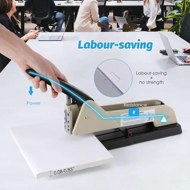 Alt view image 2 of 6 - Long Reach Stapler, Heavy Duty Long Arm Stapler, 200 Sheets Capacity, 4000 Staples Gift, 9.84 Adjustable Stapling Depth Suitable for Booklets & Office Document, Fixable Paper Guide