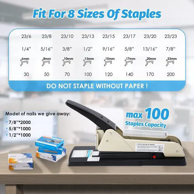 Alt view image 3 of 6 - Long Reach Stapler, Heavy Duty Long Arm Stapler, 200 Sheets Capacity, 4000 Staples Gift, 9.84 Adjustable Stapling Depth Suitable for Booklets & Office Document, Fixable Paper Guide