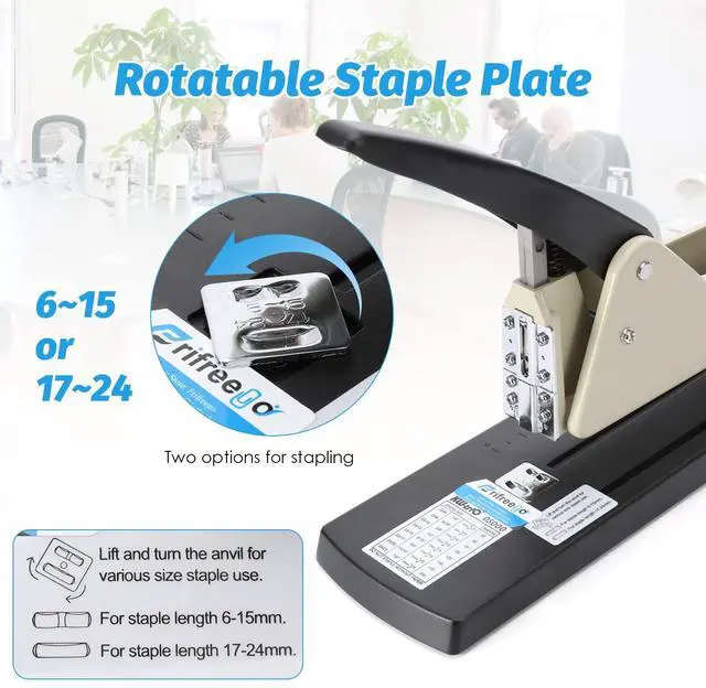 Alt view image 6 of 6 - Long Reach Stapler, Heavy Duty Long Arm Stapler, 200 Sheets Capacity, 4000 Staples Gift, 9.84 Adjustable Stapling Depth Suitable for Booklets & Office Document, Fixable Paper Guide