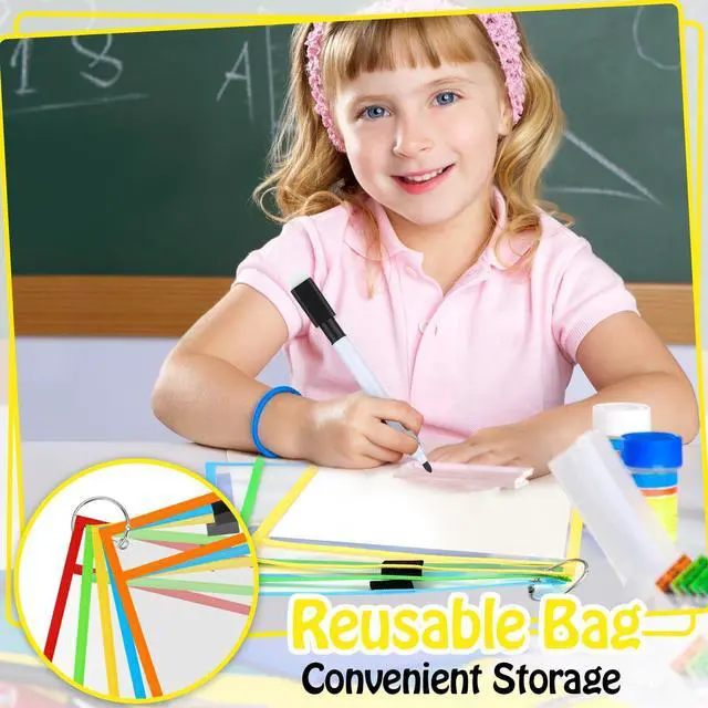 Alt view image 6 of 6 - 150 Pcs Dry Erase Pockets Bulk Reusable Job Ticket Holders Clear Plastic Sleeve Protector Work Order Sleeve Shop Ticket Holder for Teacher Week Gift Office Supply(10 x 14'',Vivid)