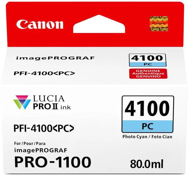 Main image of PFI-4100 Genuine Photo Cyan Ink Tank, Compatible with imagePROGRAF PRO-1100 Printers