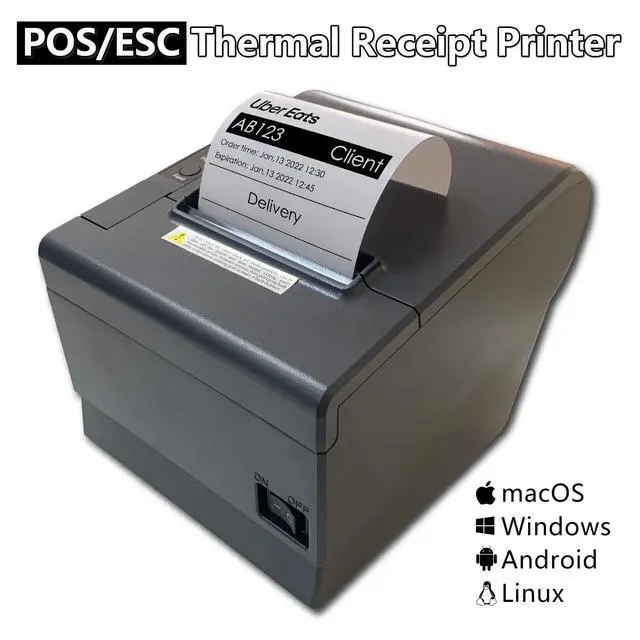 Alt view image 3 of 6 - Thermal Receipt Printer PaperWidth 3 Cash Register Dual WiFi Bluetooth USB Support Food Delivery App Print Ticket Ubereats Postmates Grubhub Togo Shop Also for Doordash
