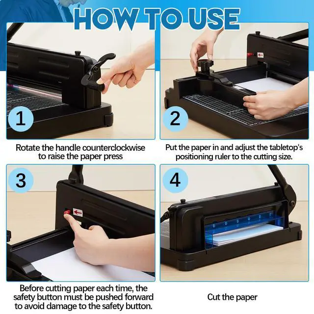 Alt view image 3 of 6 - 12 Inch A4 Heavy Duty Guillotine Paper Cutter 400 Sheet Capacity Guillotine Paper Cutter Stack Cards Trimmer Solid Steel with Metal Base for Cardstock Leather Office Home School (Black)