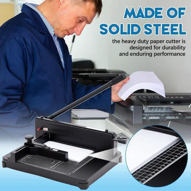 Alt view image 6 of 6 - 12 Inch A4 Heavy Duty Guillotine Paper Cutter 400 Sheet Capacity Guillotine Paper Cutter Stack Cards Trimmer Solid Steel with Metal Base for Cardstock Leather Office Home School (Black)