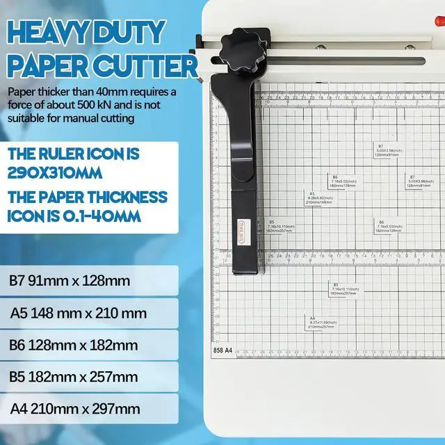 Alt view image 4 of 6 - 12 Inch A4 Heavy Duty Guillotine Paper Cutter 400 Sheet Capacity Guillotine Paper Cutter Stack Cards Trimmer Solid Steel with Metal Base for Cardstock Leather Office Home School (Beige)