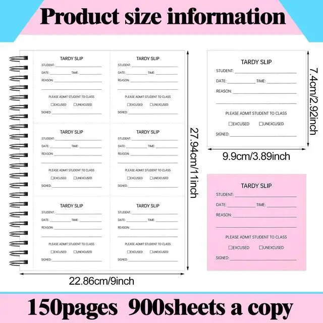 Alt view image 2 of 6 - 3600 Pcs/4 Book Tardy Slip Book with Carbonless Duplicates 3.5 x 4.3 Inch Tardy Slips Per Books Form Register Copy for School Recording Student Late Arrivals Easy Removal Fold and Tear