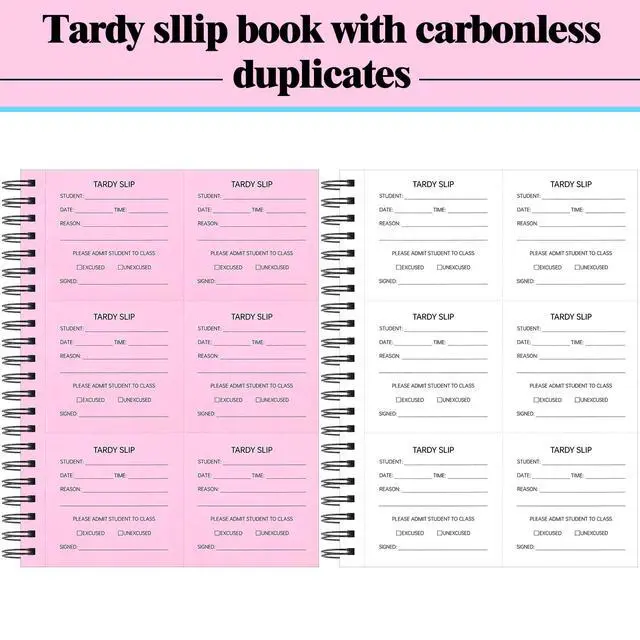 Alt view image 4 of 6 - 3600 Pcs/4 Book Tardy Slip Book with Carbonless Duplicates 3.5 x 4.3 Inch Tardy Slips Per Books Form Register Copy for School Recording Student Late Arrivals Easy Removal Fold and Tear