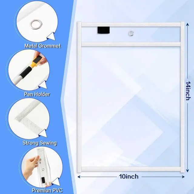 Alt view image 2 of 6 - 120 Pcs Clear Dry Erase Pockets Plastic Sleeves for Paper 14 x 10 Inch Reusable Job Holder Shop Ticket Holders Order Pockets Organizer Teacher Supplies for Classroom (White)