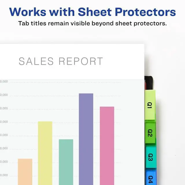 Alt view image 2 of 6 - Insertable Plastic Dividers for 3 Ring Binders, 8 Tabs per Set, Big Tabs, One Pocket, Multicolor Binder Dividers, Works with Sheet Protectors (24 Sets of 11903)