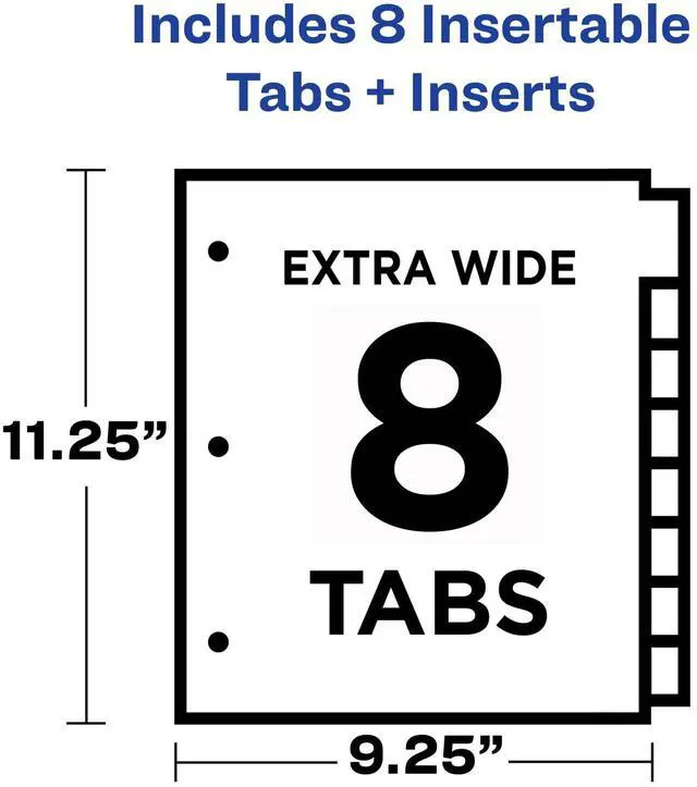 Alt view image 3 of 6 - Insertable Plastic Dividers for 3 Ring Binders, 8 Tabs per Set, Big Tabs, One Pocket, Multicolor Binder Dividers, Works with Sheet Protectors (24 Sets of 11903)