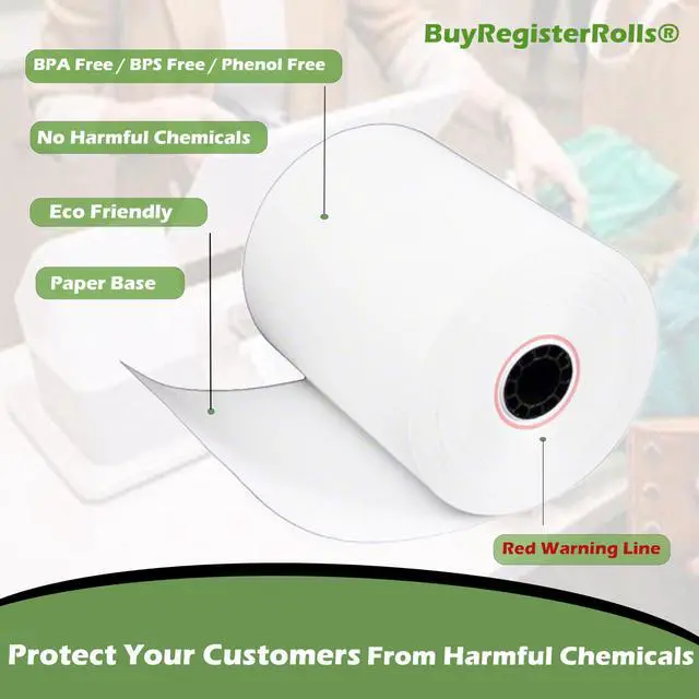 Alt view image 4 of 4 - Phenol Free Thermal Paper 3 1/8" x 230' ft (Also BPA & BPS Free - 32 Rolls) Climate Friendly Receipt Rolls fits all Clover POS Cash Register Printers SCP700 TSP100 from