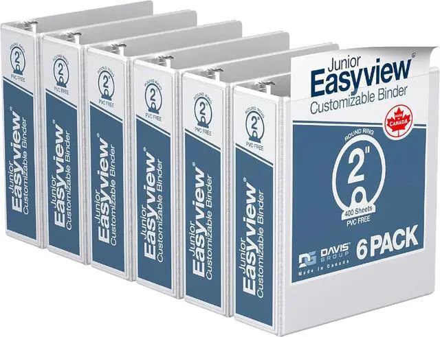 Main image of Easyview Junior - Premium Small Clear-View 3-Ring Binder for School, Office, or Home, Made in Canada, 2-Inch Mini, 8.5"x5.5", White