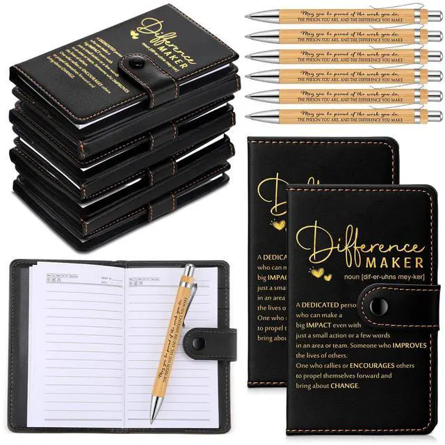 Main image of 30 Sets Difference Maker Employee Appreciation Gifts Inspirational A5 Leather Notebooks with Pens Thank You Motivational Gifts for Men Women Volunteers Teacher (Black)