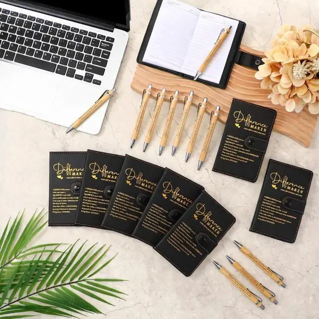 Alt view image 4 of 6 - 30 Sets Difference Maker Employee Appreciation Gifts Inspirational A5 Leather Notebooks with Pens Thank You Motivational Gifts for Men Women Volunteers Teacher (Black)